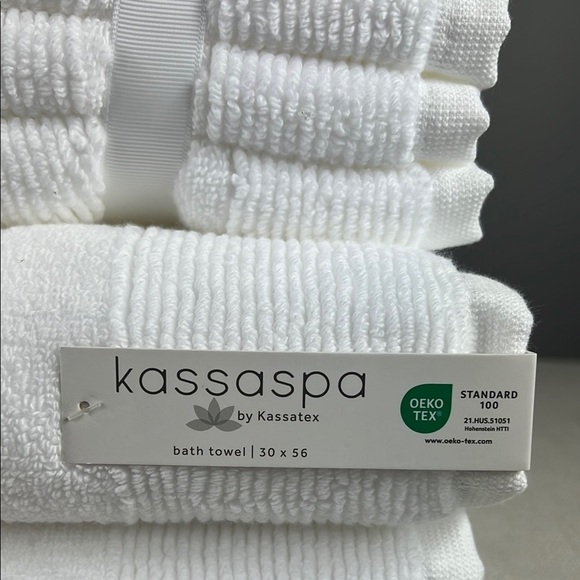 Kassa Spa White Bath Towel Set 100% Cotton 2 Bath 2 Hand 4 Wash Set of 8 NEW - Picture 2 of 8
